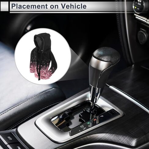 1 PC Universal Gear Shift Cover Cover Automotive Manual Stick Chifting Handle Grotector Flower Hoodie Style Black ، Pink Polyester in Saudi Arabia