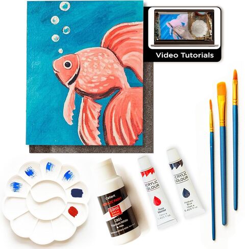Painting4Real DIY Painting Kits for Adults and Kids with Video Tutorials: Learn How to Paint Ivory Moth – Ideal Mothers Day Gift – 9 Piece Acrylic Paint Set in Kuwait