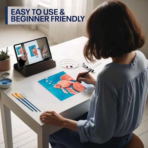 Painting4Real DIY Painting Kits for Adults and Kids with Video Tutorials: Learn How to Paint Ivory Moth – Ideal Mothers Day Gift – 9 Piece Acrylic Paint Set in Kuwait
