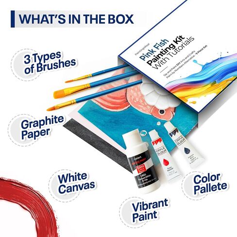 Painting4Real DIY Painting Kits for Adults and Kids with Video Tutorials: Learn How to Paint Ivory Moth – Ideal Mothers Day Gift – 9 Piece Acrylic Paint Set in Kuwait