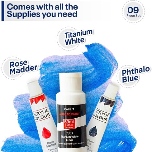 Painting4Real DIY Painting Kits for Adults and Kids with Video Tutorials: Learn How to Paint Ivory Moth – Ideal Mothers Day Gift – 9 Piece Acrylic Paint Set in Kuwait