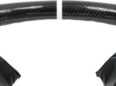 IKON MOTORSPORTS, Steering Wheel Compatible With 2016-2021 Honda Civic Gen 10th, Carbon Fiber Synthetic Suede Steering Wheel With White Stitching & White Indicator, 2017 2018 2019 2020 in Saudi Arabia