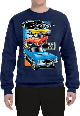 Wild Bobby Retro 74 Challenger Vintage Dodge Car Trio Cars and Trucks Unisex Crewneck Graphic Sweatshirt in Saudi Arabia