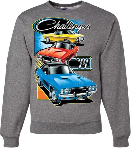 Wild Bobby Retro 74 Challenger Vintage Dodge Car Trio Cars and Trucks Unisex Crewneck Graphic Sweatshirt in Saudi Arabia