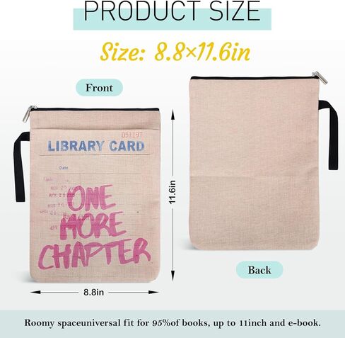 Just One More Chapter Book Sleeve with Zipper and Front Pocket for Book Lovers, Paperback Sleeve for Librarian Lovers Bookish Group Club Gifts for Women, Book Cover for paperbacks 9 x 12 Inch in Saudi Arabia