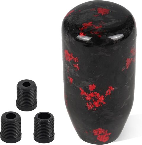 Carbon Fiber Shift Knob Forged Marble Pattern Unique Designed for Automatic and Manual Vehicles Universal Gear Shifter with 3 Adapters Black in Saudi Arabia