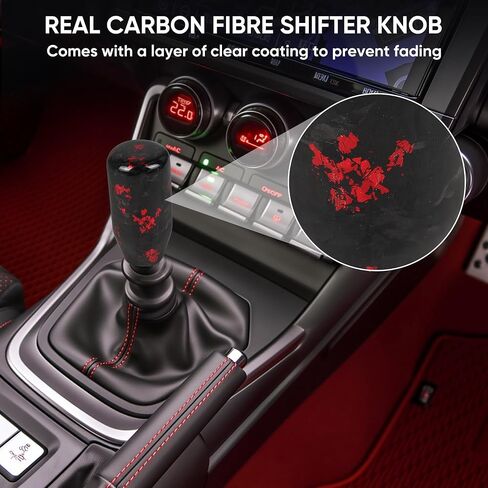 Carbon Fiber Shift Knob Forged Marble Pattern Unique Designed for Automatic and Manual Vehicles Universal Gear Shifter with 3 Adapters Black in Saudi Arabia
