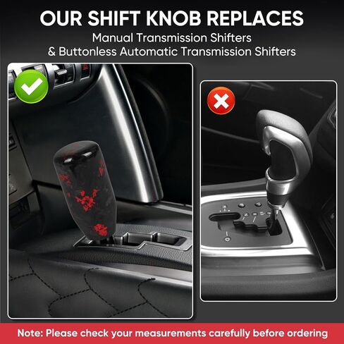Carbon Fiber Shift Knob Forged Marble Pattern Unique Designed for Automatic and Manual Vehicles Universal Gear Shifter with 3 Adapters Black in Saudi Arabia
