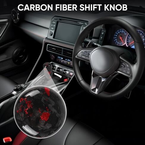 Carbon Fiber Shift Knob Forged Marble Pattern Unique Designed for Automatic and Manual Vehicles Universal Gear Shifter with 3 Adapters Black in Saudi Arabia