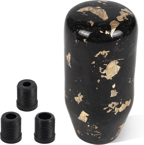 Carbon Fiber Shift Knob Forged Marble Pattern Unique Designed for Automatic and Manual Vehicles Universal Gear Shifter with 3 Adapters Black in Saudi Arabia