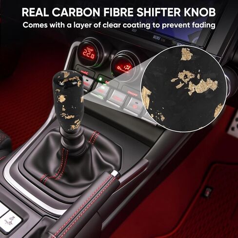 Carbon Fiber Shift Knob Forged Marble Pattern Unique Designed for Automatic and Manual Vehicles Universal Gear Shifter with 3 Adapters Black in Saudi Arabia