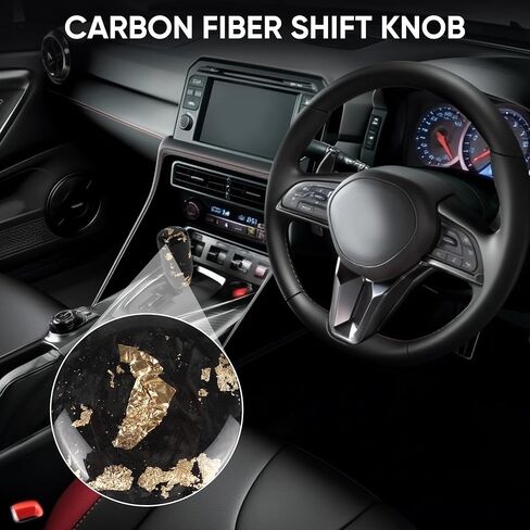 Carbon Fiber Shift Knob Forged Marble Pattern Unique Designed for Automatic and Manual Vehicles Universal Gear Shifter with 3 Adapters Black in Saudi Arabia