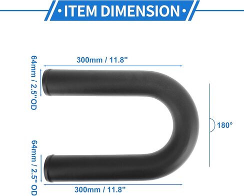 2.5 "OD 180 درجة U Bend 6064 سبيكة الألومنيوم أنبوب أنبوب إنبود السطح المبرز انفجار الهواء خرطوم مع لفة حبة مزدوجة 11.8" طول الأسود in Saudi Arabia