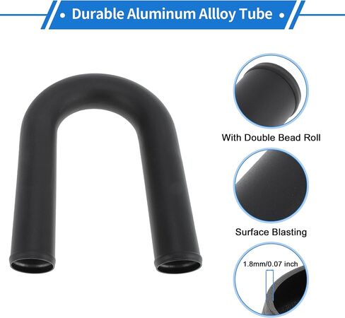 2.5 "OD 180 درجة U Bend 6064 سبيكة الألومنيوم أنبوب أنبوب إنبود السطح المبرز انفجار الهواء خرطوم مع لفة حبة مزدوجة 11.8" طول الأسود in Saudi Arabia