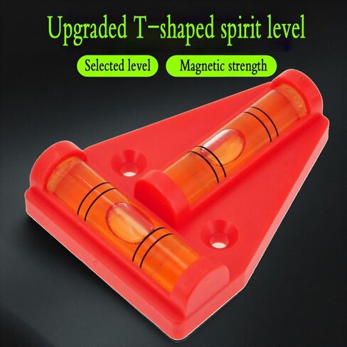 4 منصات مستوى صغير ذات وظيفة مغناطيسية على شكل حرف T يمكن استخدامها مع مستوى صغير وخرزة فقاعية أفقية (أسود (أحمر)) in Kuwait