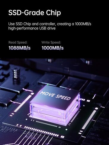 محرك أقراص فلاش MOVE SPEED سعة 128 جيجابايت بسرعة 1000 ميجابايت/ثانية، USB 3.2 Gen2 & 2 نوع C عصا USB صلبة، محرك إبهام USB C، عصا USB C مع حقيبة جلدية بسلسلة مفاتيح (عبوة واحدة) in Kuwait