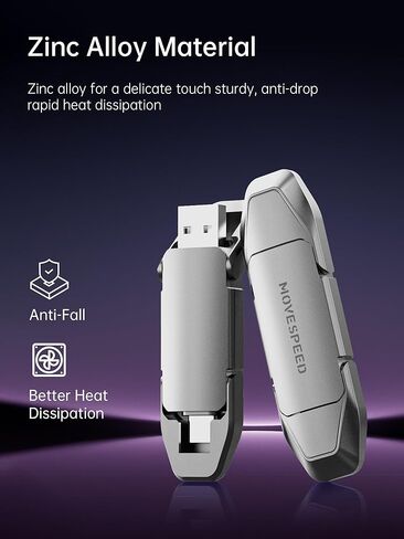 محرك أقراص فلاش MOVE SPEED سعة 128 جيجابايت بسرعة 1000 ميجابايت/ثانية، USB 3.2 Gen2 & 2 نوع C عصا USB صلبة، محرك إبهام USB C، عصا USB C مع حقيبة جلدية بسلسلة مفاتيح (عبوة واحدة) in Kuwait