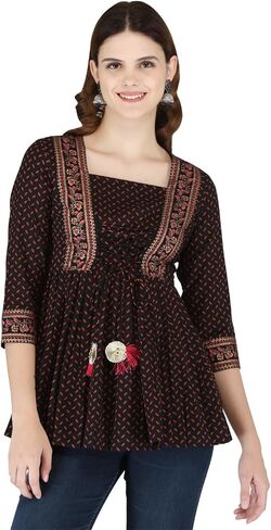 القطن المطبوع الهندي القصيرة kurti تونك قمم للنساء in Kuwait