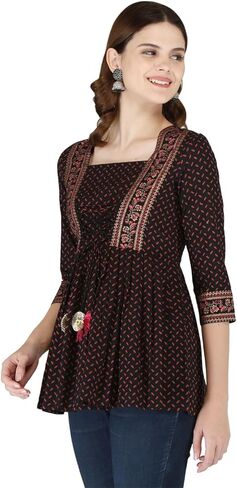 القطن المطبوع الهندي القصيرة kurti تونك قمم للنساء in Kuwait