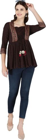 القطن المطبوع الهندي القصيرة kurti تونك قمم للنساء in Kuwait