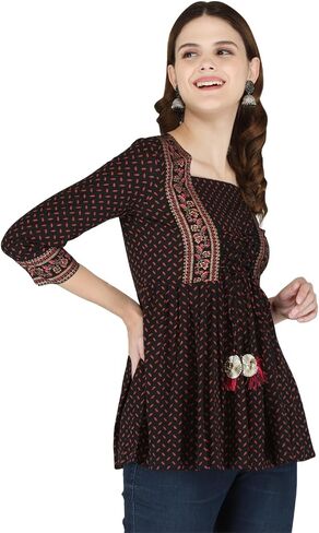 القطن المطبوع الهندي القصيرة kurti تونك قمم للنساء in Kuwait