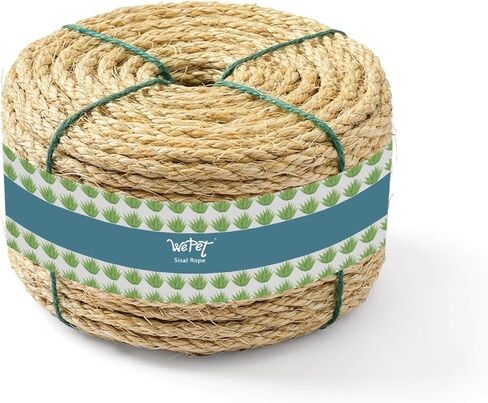 حبل السيزال الطبيعي للقطط لاستبدال شجرة ما بعد الخدش، حبل القنب للإصلاح أو التعافي أو الخدش بنفسك، لون طبيعي، 30 قدمًا in Kuwait