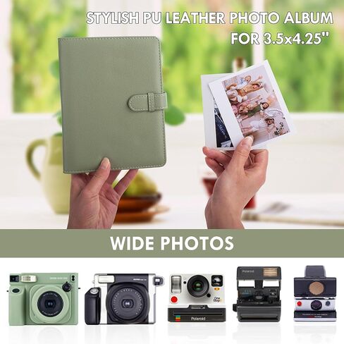 Vintage Photo Album Book for Instax Wide/Polaroid Now/600/i-Type, 80 Pockets PU Leather Photo Holder for Fujifilm Instax Wide 400/300/200/Wide EVO, 3.5x4.25" Photo Album - Brown in Saudi Arabia