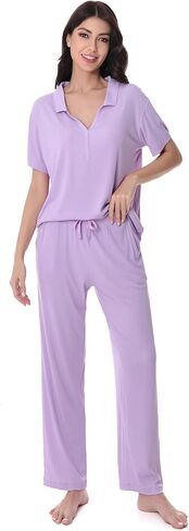 David Archy Viscose من بيجامات الخيزران للنساء Super Super Soft 2 قطعة صالة مجموعة البيجامات للنساء للنساء in Saudi Arabia
