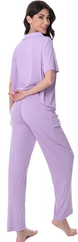 David Archy Viscose من بيجامات الخيزران للنساء Super Super Soft 2 قطعة صالة مجموعة البيجامات للنساء للنساء in Saudi Arabia