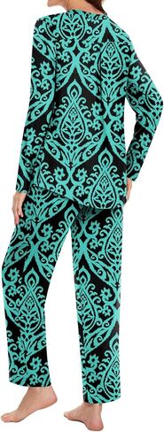 Bestbee Women's Pajama Set, 2 Piece Lounge Outfits V Neck Sleepwear Fall Long Sleeve Long Pants With Pockets Ladies Pjs in Kuwait