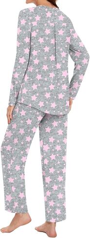 Bestbee Women's Pajama Set, 2 Piece Lounge Outfits V Neck Sleepwear Fall Long Sleeve Long Pants With Pockets Ladies Pjs in Kuwait