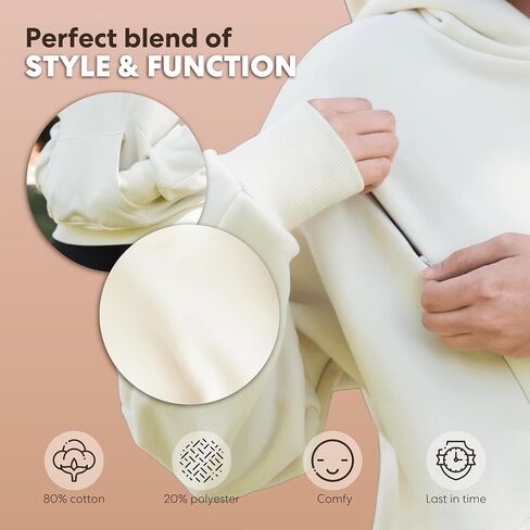 Women's Postpartum Nursing Hoodie, Breastfeeding Sweatshirt with Zippers. in Saudi Arabia