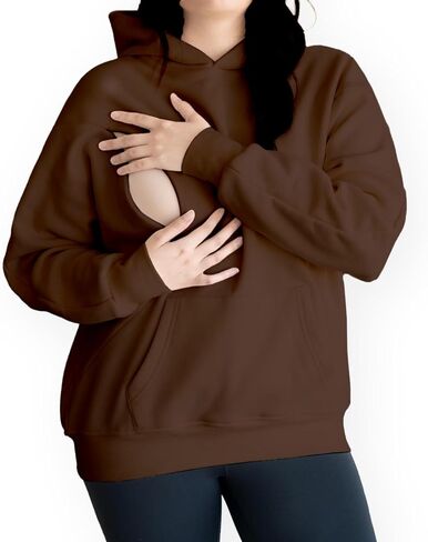 Women's Postpartum Nursing Hoodie, Breastfeeding Sweatshirt with Zippers. in Saudi Arabia