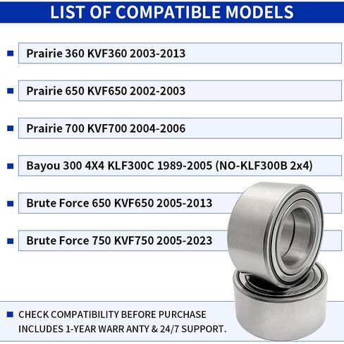 Front Wheel Bearing Kit Compatible with Kawasaki Prairie 360 650 700 2003-2013 Brute Force 650 750 2005-2023 Bayou 300 4X4 1989-2005 in Saudi Arabia