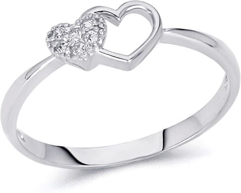 14k Yellow OR White Gold SOLID Double Open Heart Design Fashion Ring in Saudi Arabia