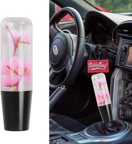 Universal JDM Clear Crystal Pink Real Sakura Flower Flower Manual Gear Shift Knob Syfter Lever Head 15cm in Saudi Arabia