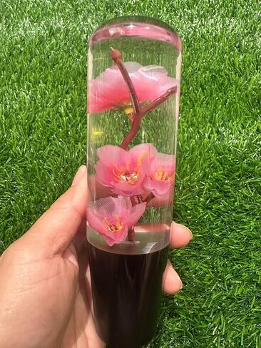 Universal JDM Clear Crystal Pink Real Sakura Flower Flower Manual Gear Shift Knob Syfter Lever Head 15cm in Saudi Arabia