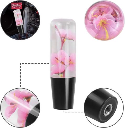 Universal JDM Clear Crystal Pink Real Sakura Flower Flower Manual Gear Shift Knob Syfter Lever Head 15cm in Saudi Arabia