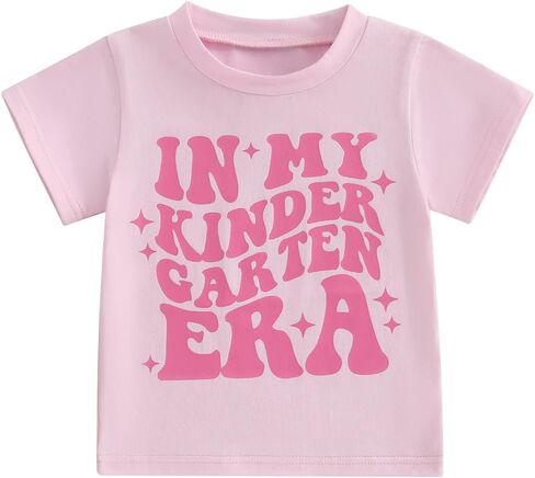 Toddler Kids Little Girls First Day of School Shirt in My Pre-K/Kindergarten/First Grade Era Short Sleeve T-Shirt in Saudi Arabia
