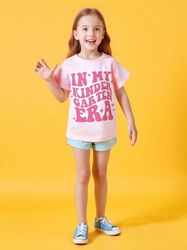 Toddler Kids Little Girls First Day of School Shirt in My Pre-K/Kindergarten/First Grade Era Short Sleeve T-Shirt in Saudi Arabia