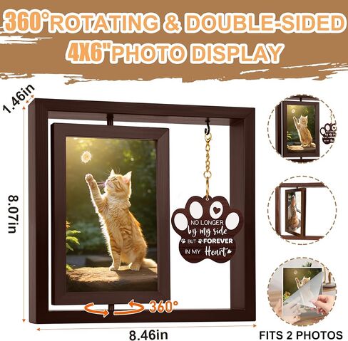 Dog Memorial Gifts for Loss of Dog, Rotating Wooden Picture Frame with Letter, Pet Memorial Gifts for Dog Photo, Loss of Dog Sympathy Gift, Dog Bereavement Remembrance Picture Frame Gift, 4X6inch in Kuwait