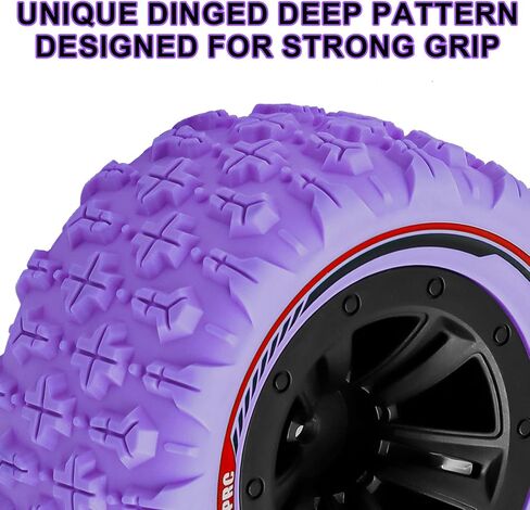 GOUPRC 12mm Hex RC Wheel Tyres مع دبابيس غطاء محرك أقنعة القفل كليف كليب ، 3.26 * 1.67 بوصة 4pcs إطارات التضاريس الطين مخلب الملاذ من 1/14 1/16 in Kuwait