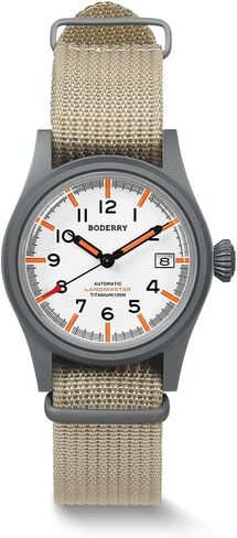 BODERRY Men's Watch Titanium Automatic Field Watch 38mm Military Watch Day Date Function 100M Waterproof with Nylon Strap Japanese NH35 Mechanical Movement & Screw Down Crown—LANDMASTER in Saudi Arabia