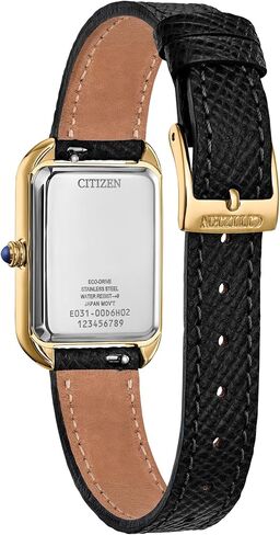Citizen Ladies Eco-Drive Dress Classic Watch, Black Leather Strap, Black Dial, 3 Hand (Model: EM1192-01E) in Saudi Arabia