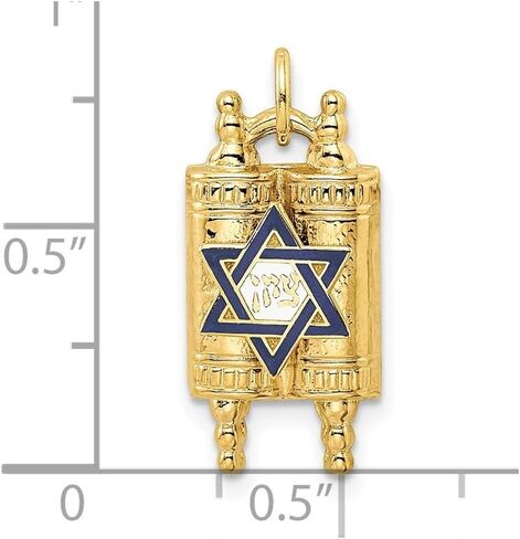 14K الذهب الأصفر توراة الصلبة ونجمة ديفيد قلادة (L-22mm ، W-10.47mm) in Saudi Arabia