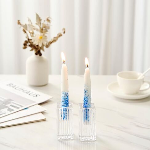 Shabbat Candles by Rite Lite - 12 Pieces - Packaged in a Beautiful Box with an Artistic Card (White & Blue) in Saudi Arabia