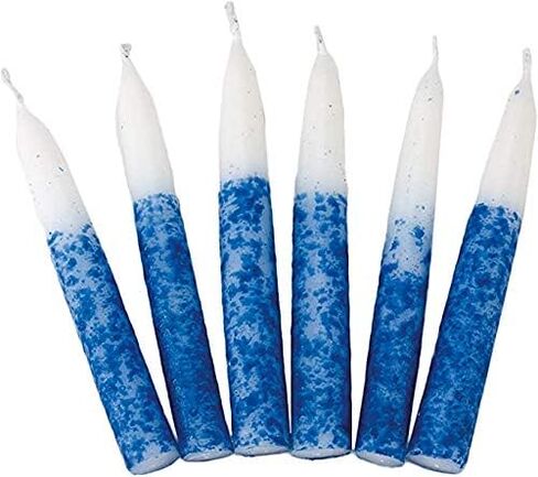 Shabbat Candles by Rite Lite - 12 Pieces - Packaged in a Beautiful Box with an Artistic Card (White & Blue) in Saudi Arabia