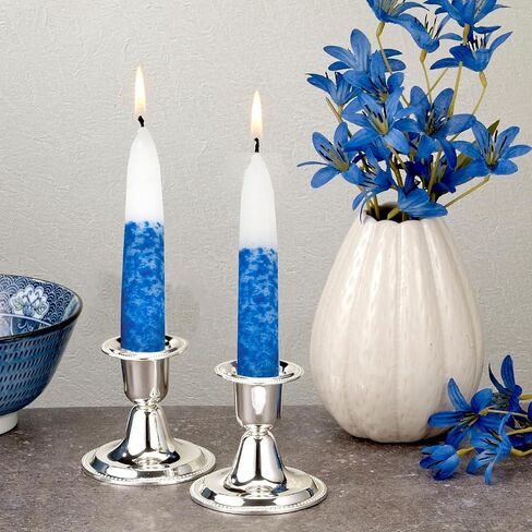 Shabbat Candles by Rite Lite - 12 Pieces - Packaged in a Beautiful Box with an Artistic Card (White & Blue) in Saudi Arabia