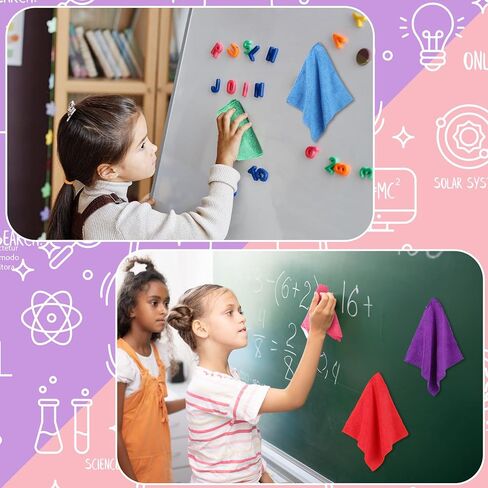 12 Pcs Magnetic Cleaning Cloth Dry Erasers for White Boards 9.84" x 9.84" Extra Strong Magnetism Microfiber Whiteboard Eraser for Blackboards Classroom Home Reusable Washable in Saudi Arabia