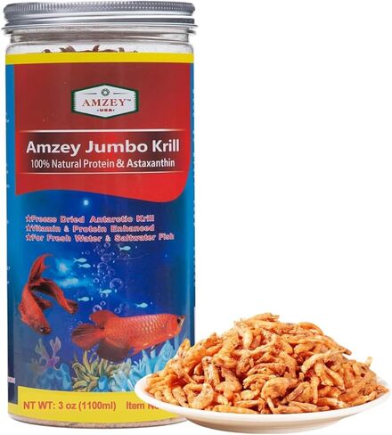 Amzey Freeze Jumbo Krill 3 oz, Dired Jumbo Shrimp Essential Omega-3, Vitamin Enhancement, Super Food for Pets, Cat Food, Dog Food, Fresh and Salt Water Fish in Kuwait